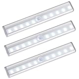 Naouis Motion Sensor Light,10 LED Motion Sensor Night Light Wireless Magnetic Battery Operated Motion Sensor Closet Lights for Closet Stairs Bathroom Steps Indoors, 3Pack