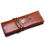Twilight Vintage Roll Up Pencil Case Synthetic Leather Pen Holder Makeup Cosmetics Organizer Pouch