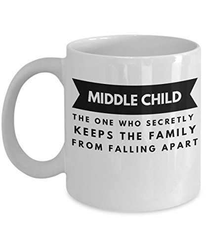 MIDDLE CHILD - coffee tea mug cup ceramic (11 oz, White)