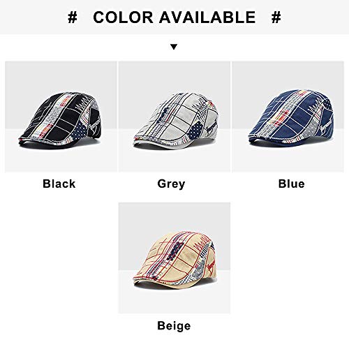 Men Beret Hat Cotton Buckle Adjustable Newsboy Hats Cabbie Gatsby Cap,Grey #12945 - Thumbnail 6