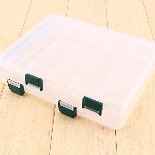 Wilecolly Angelgerät Box, 12 Fächer Angelkoffer Köder Box Tackle zweiseitige Aufbewahrung Kunststoff groß – Bild 3