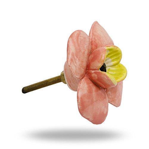 Ceramic Yoko Flower Knob Kitchen Cabinet Cupboard Door Knobs Dressser Wardrobe and Drawer Pull By Trinca-Ferro