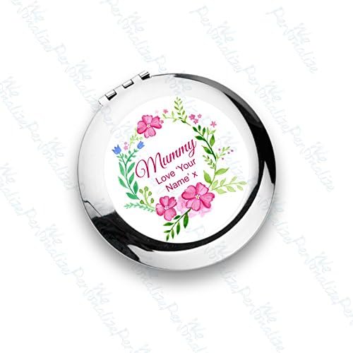 Personalised Compact Mirror For Mum, mummy, Nan, Step Mum, Mother's Day Gift with Free Gift Bag