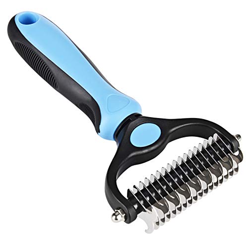 Closeep Pet Dematting Tool, 2 Sided Cat Dog Undercoat Rake Deshedding