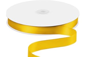 Quhora 5/8" x 100 Yards Satin Ribbon - Yellow Silk Ribbon with Spool - Ideal for Gift Wrapping, Floral Bouquets, Crafts, Wedding Party Decorations, Christmas and Sewing Projects