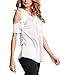 ZANZEA Ladies Off Shoulder Lace Crochet Hollow Long Sleeve Loose Blouse Tops (10, Short Sleeve White)