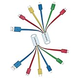 Multi Charging Cable,CHAFON 6 in 1 USB Charge Cord,USB 2.0 to Type C,2 Micro B, MiniB,Phone Connectors Replacement for Cell Phones Tablets Power Bank and More- 2 Pack,5.3 inch,Multi-Color
