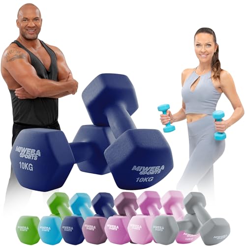 Miweba Sports Neopren Hantelset NKH100 | 𝐏𝐫𝐨𝐟𝐢 Hantel - Hexagon Hanteln Set - Kurzhanteln - Kurzhantel Set - Gymnastikhanteln - Hantel Set - Dumbbell