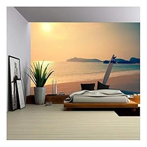 Old Photo of Surfboard on The Wild Beach of Hawaii, US - Removable Wall Mural | Self-Adhesive Large Wallpaper - 66x96 inches