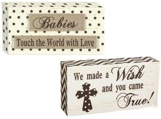 2 Piece Shabby Elegance Wooden Plock Hanging Art Set by Blossom and Buds