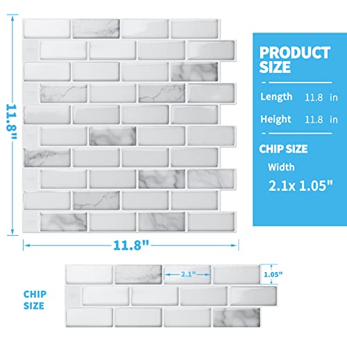 Art3d 10Piece Peel and Stick Backsplash Tile, 12" X 12" SelfAdhesive