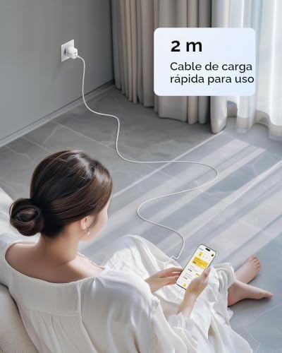 RAVIAD 30W USB C Charger Fast Charging, GAN 2-Port Type C Charger and Type C Cable Quick Charge 2M, 2 Pack Fast Charging Charger for iPhone 17 16 15 14 13 Pro MAX, Galaxy S25 S24 S23, Pad, Macbook