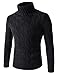 Showblanc (SBTN01) Man Easy Fit Chunky Cable Textured Knit Turtleneck Sweater
