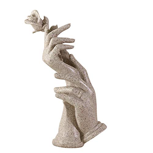 Hosoncovy Home Decoration Resin Sculpture Home Figurine Hand in Hand Ornament Gift Ornament for Wedding for Couples for Lover (Grey)