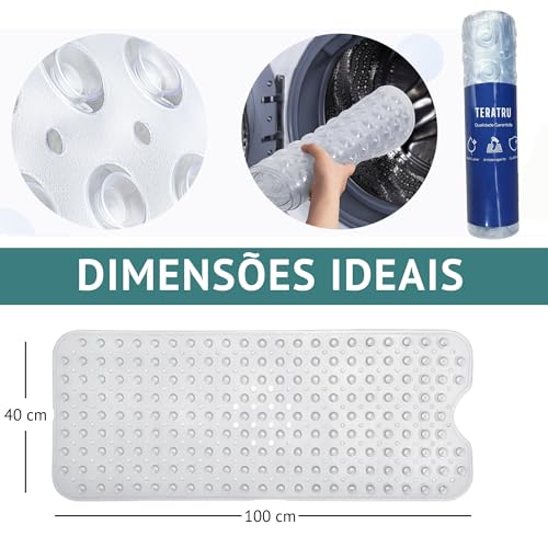 Tapete Banheiro Antiderrapante, Box, 40x70cm, com Furos de Drenagem e Ventosas – Lavável em Máquina