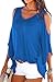 Pink Queen Women's Loose Pullover T Shirt Dolman Sleeve Blouse Top Blue Size L