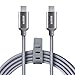 ESR USB-C to USB-C USB 3.1 Cable(3.3ft), Data Sync Charging Cable with Storage Strap, Type-C to Type-C for MacBook, iPad Pro 12.9/11 2018, Nintendo Switch, Samsung S10/S9, Google Pixel 3/3a XL, Grey