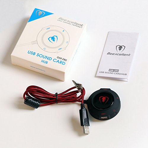 USB-External-Sound-CardBeexcellent-Multifunctional-Usb-Hubs-Noise-Cancelling-Headset-Adapter-with-35mm-Audio-71-Surround-Stereo-Adapter-and-Microphone-Jack-for-Headset-Microphone-Mac-IOS-PCRed