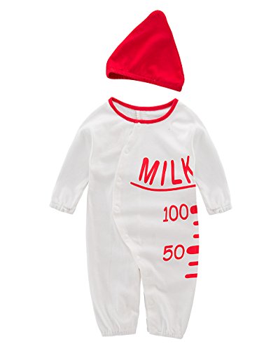 May's Toddler Baby Cute Milk Bottles Costume Jumpsuit Romper with Hat