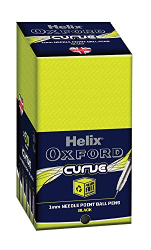 Helix Oxford Curve Ballpoint Pens Black Ink (Box of 50)