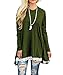 WEKILI Women's Tops Long Sleeve Lace Scoop Neck A-line Tunic Blouse ArmyGreen L/US 12-14
