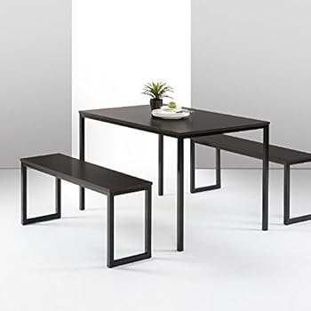 Zinus Louis Modern Studio Collection Soho Dining Table with Two Benches / 3 piece set, Espresso