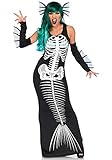 Leg Avenue Women's Dark Siren Skeleton Mermaid Costume, Black Med/LGE