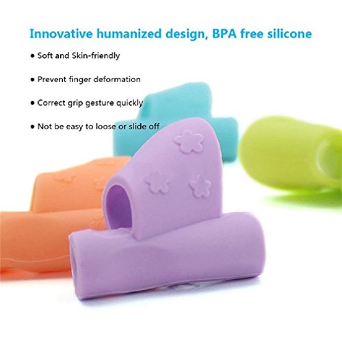 Silicone Pencils Grip Holder 4PCS Pen Writing Aid Grip Posture Correction Tool, Comfy Grips for Improving Writing, Best Effective for 3 to 12 Years Kids Children Students Kindergarten