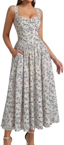 floral bowknot corset midi dress MissJophiel Embroidery Floral Corset Midi Dress with Removable Straps Other / Floor Length / US16