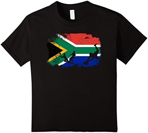 Kids South African flag rugby fan T-Shirt 12 Black