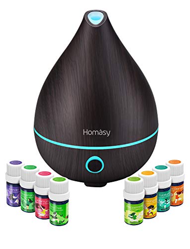 VicTsing Essential Oil Diffuser with Oils, Mini Aromatherapy Diffuser 130ml and TOP 8 Essential Oils Gift Set, Pure Essential Oils Set with Diffuser, 8 Color Lights, BPA-free for Home Office Baby