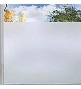 rabbitgoo Frosted Window Film Privacy Window Film with New Grid Design Non-adhesive Static Glass ...