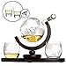 Vinetto Whiskey Globe Decanter Set with 2 Etched Globe Whisky Glasses & Shots Glasses - Whiskey Decanter for Liquor, Scotch, Bourbon, Vodka (850ml) - World Etched Scotch Decanter Set with Antique Ship