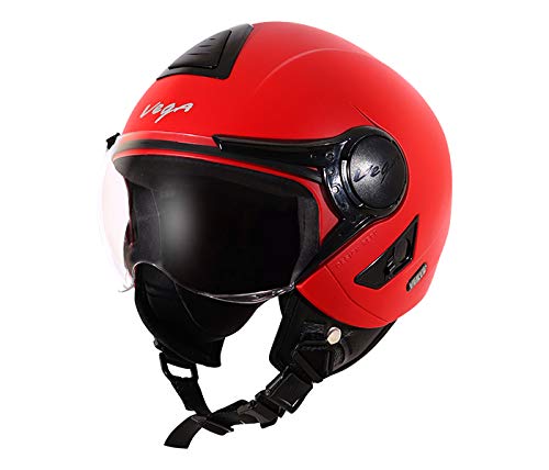 Vega Verve Open Face Helmet (Dull Red, Medium)