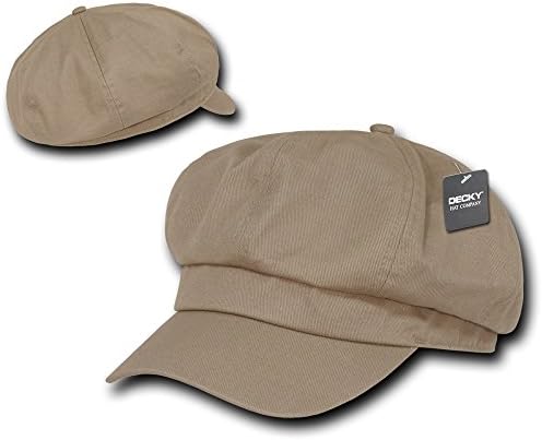 Apple Jack 100% Cotton 6 Panel Newsboy Hat - Khaki - LXL