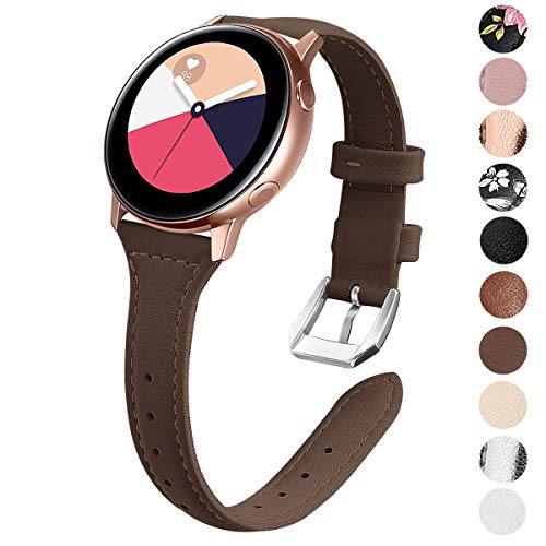 EZCO Leather Bands Compatible with Samsung Galaxy Watch Active/Active 2 / Galaxy Watch 42mm / Gear Sport, 20mm Slim Genuine Leather Watch Strap Replacement Wristband for Galaxy Watch 42mm R810 - Thumbnail 7