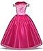 Eshiree Girls Princess Aurora Costume Drop Shoulder Halloween Party Long Dress (Hot Pink, 6-7 Years)