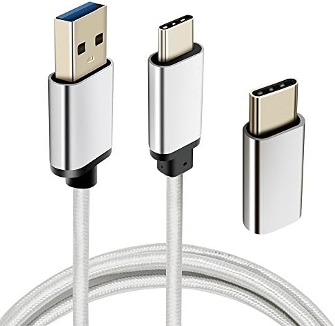 USB Type C Cable, Aisver USB C Fast Charger Cable 6.6Ft and Micro USB to USB C Adapter, Nylon Braided Quick Charging Cords for Samsung Galaxy Note 8, Galaxy S8 Plus, Nexus 5X 6P, OnePlus 5 and More
