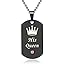 His Queen Her King Couple Pendant Necklaces His & Hers Matching Set Titanium Stainless Steel Couple Pendant Necklace Engraved Jewelry Set, Perfect for Anniversary, Valentine's Day, Romantic Gifts for Him and Her, in a Gift Box