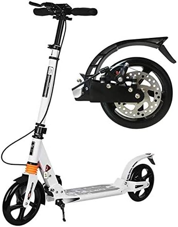 キックボード こどもスクーター 屋外の乗馬ハンドディスクブレーキ 通勤 高さ調節のためのビッグホイール デュアルサスペンションキック スクーターポータブルスクーター 折り畳み式大人のキックスクーター ホワイト330lbsをサポート Color White Kishimi Com