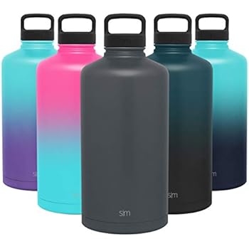 Simple Modern Gallon Summit 128 Ounce Water Bottle - Large Stainless Steel Liter Flask +2 Lids - Wide Mouth Workout Tumbler Double Wall Vacuum Insulated Grey Leakproof -Graphite