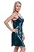 BellisMira Women's Satin Lace Full Slip Chemise Silk Nightgown Sleepwear Acid Blue, M