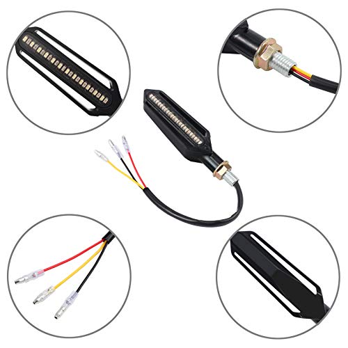 Justech 4pcs Flowing Motorbike Turn Signal Lights Flashing Turning Indicators Rear Brake Lights Daytime Running Lights for 12V Universal Motorcycle - Thumbnail 6