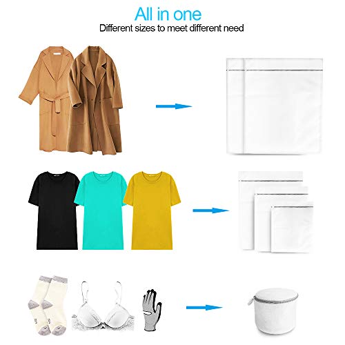 6PCS Mesh Laundry Bag, Siasky Lingerie Bags for Laundry with Premium Rustproof Zipper and Elastic Covering, Ideal Travel Storage Organize and Laundry Bag for Delicates, Blouse, Hosiery and Stocking