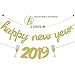 Happy New Year 2020 Banner Gold Glitter | 2020 New Years Eve Party Decorations | New Year Party Supplies | New Year Home Indoor Outdoor Hanging Decor | Extra Gold Glitter Circle Dots Garlands