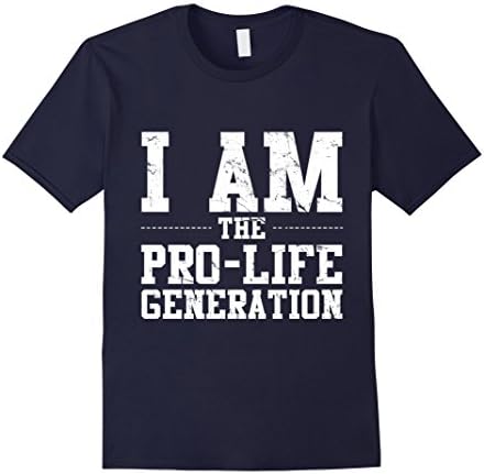Mens I Am the Pro-Life Generation T-Shirt Medium Navy