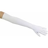 Greatlookz Shooting Stars Matte Satin Opera Length Gloves, White