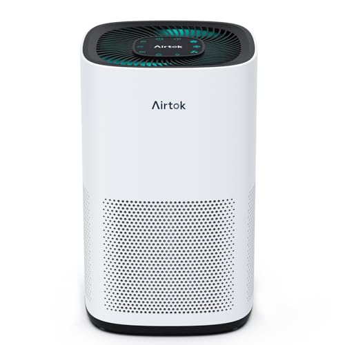 Purificador de Aire AIRTOK para Habitaciones Grandes de Hasta 74 m², Filtro HEPA H13 Verdadero para Alergias, Humo, Caspa de Mascotas, Pelo de Mascotas, Polvo y Polen, Silencioso, Sin Ozono, Blanco