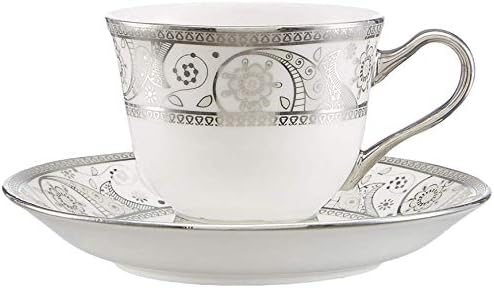 Famacart Silver Uber Series Cup & Saucer Set || White || 12 Pcs (FCUP05916)