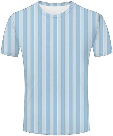 Dominichuer Men's colorful 3D t-Shirt Stripes Printed Short Sleeve Fashion Tees XXL